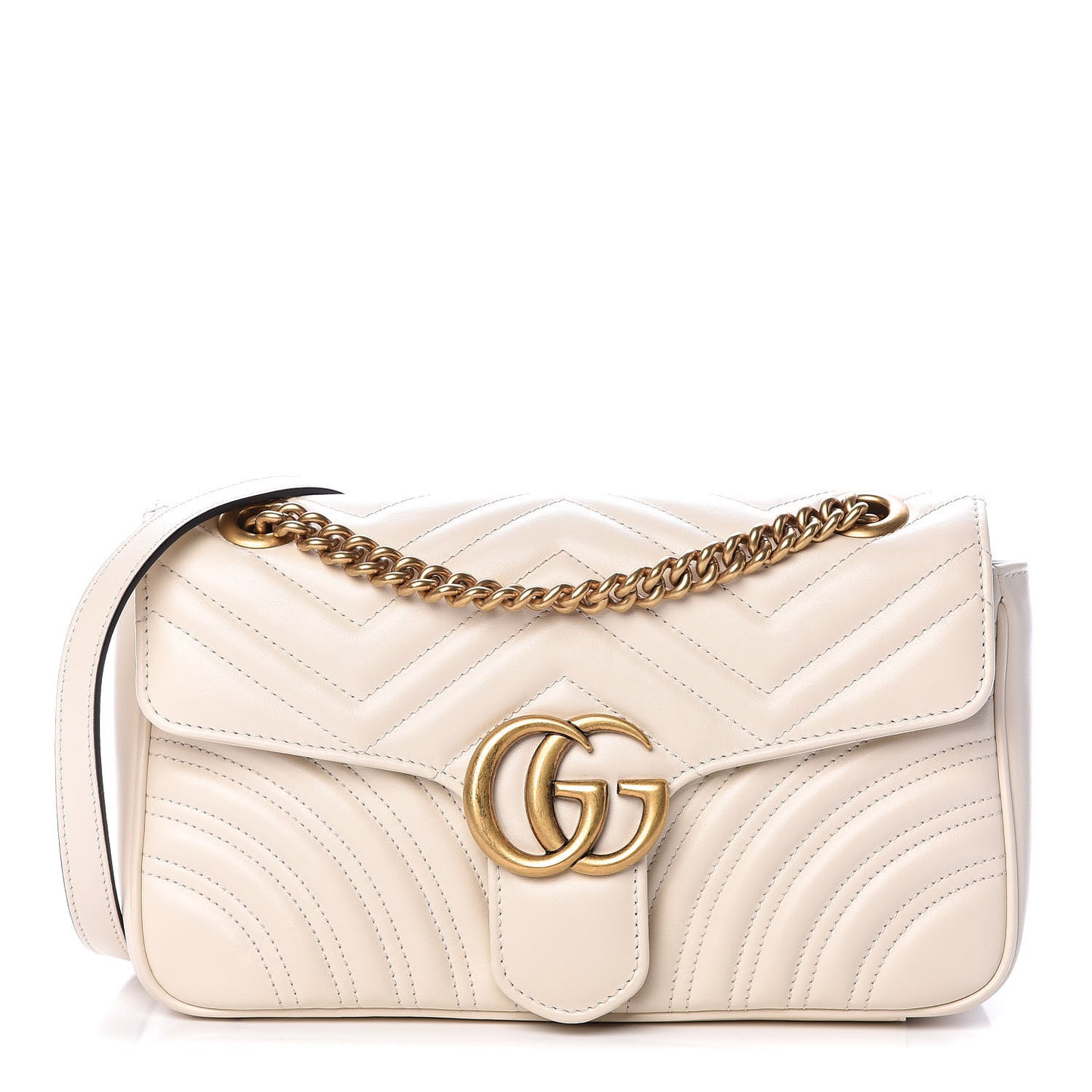 Calfskin Matelasse Small GG Marmont Shoulder Bag White