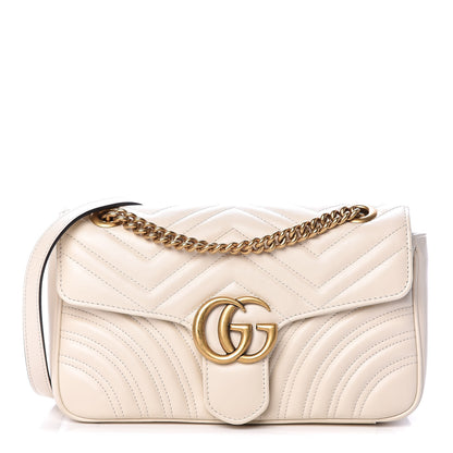 Gucci Calfskin Matelasse Small GG Marmont Shoulder Bag White 1 of 10