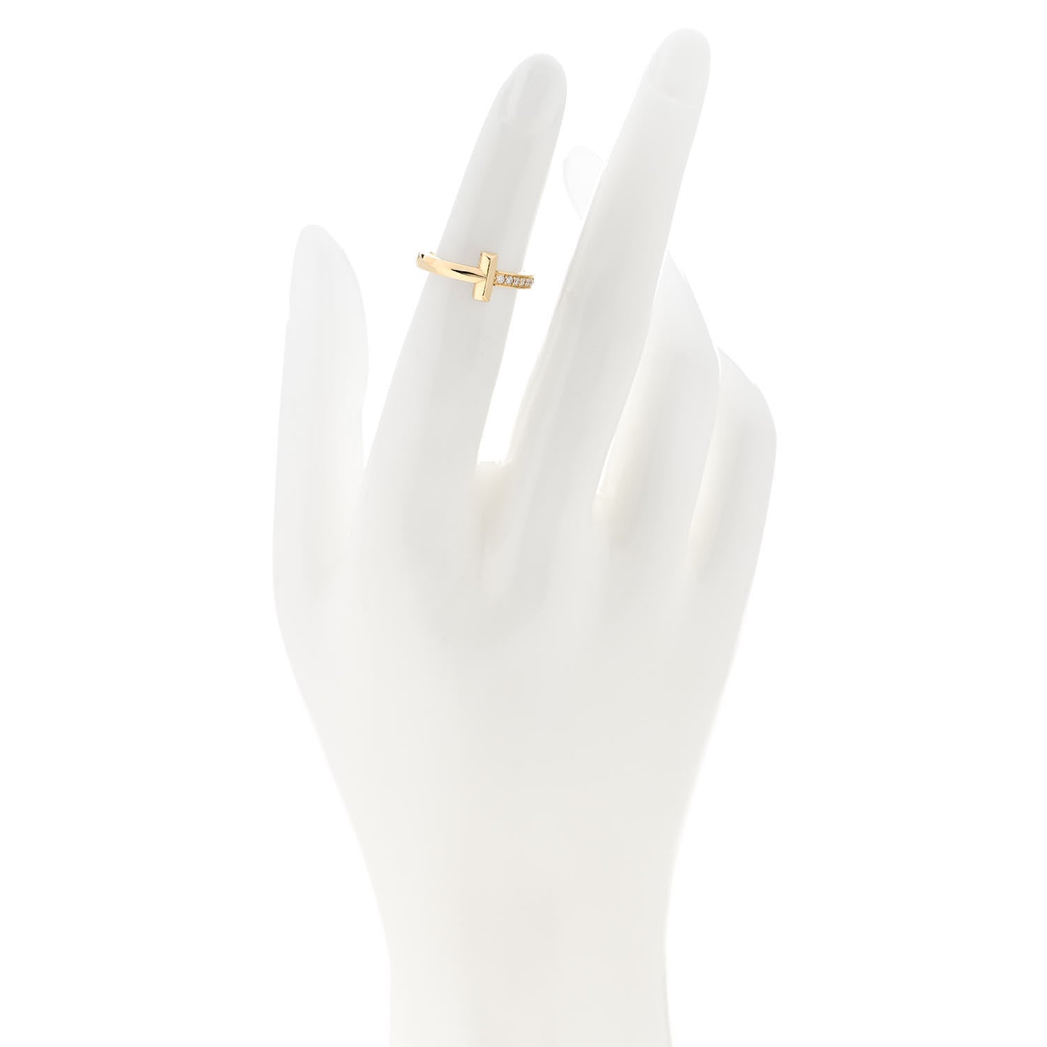 Tiffany 18K Yellow Gold Diamond 2.5mm T T1 Ring 48 4.5 2 of 4
