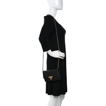 Chanel Aged Glazed Calfskin Stitched Golden Class CC Wallet on Chain WOC Black 2 of 13