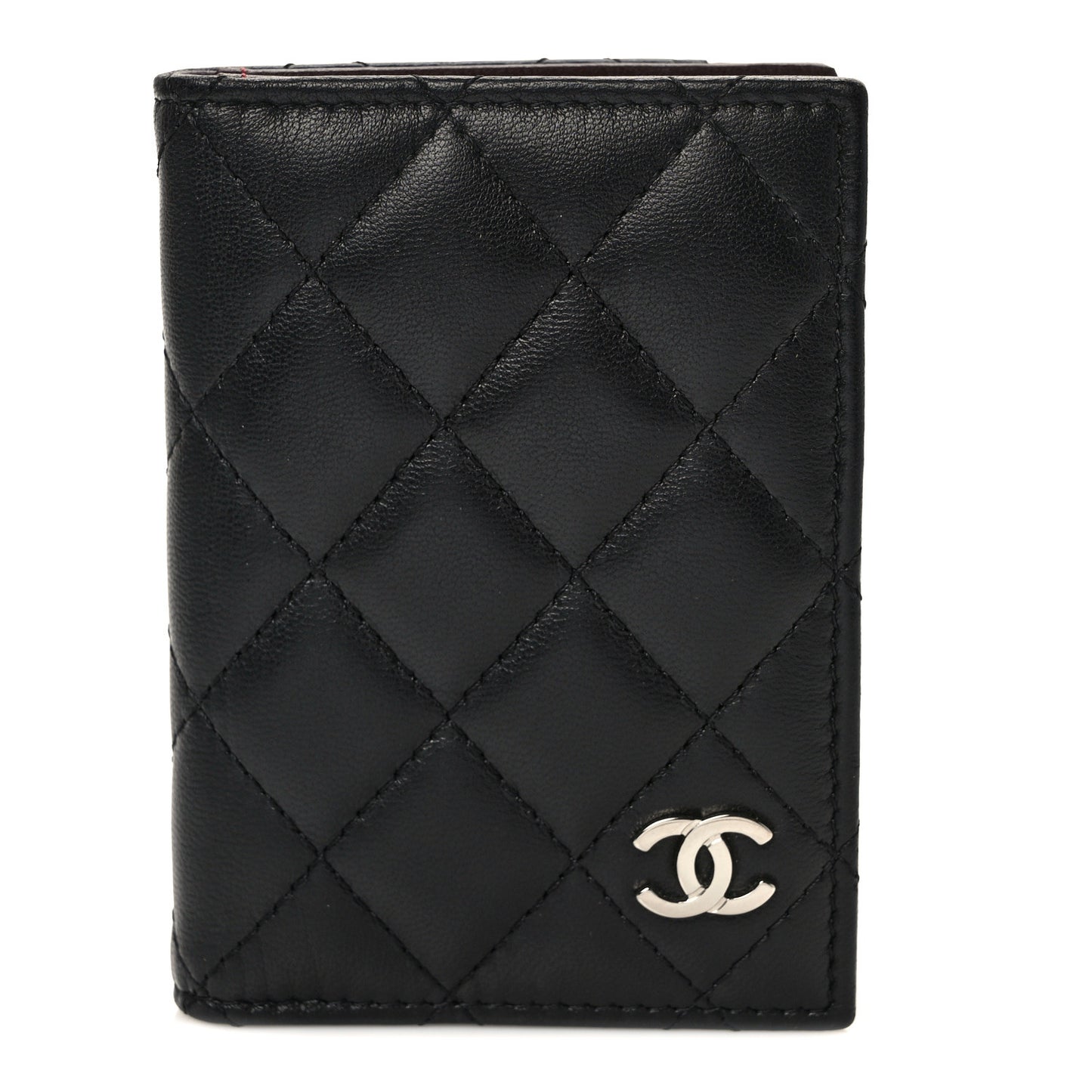 Lambskin Quilted Card Holder Wallet Black