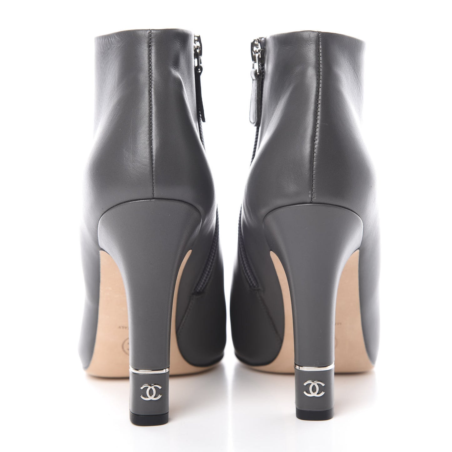 Calfskin Patent CC Cap Toe Ankle Boots 39 40 Grey Black