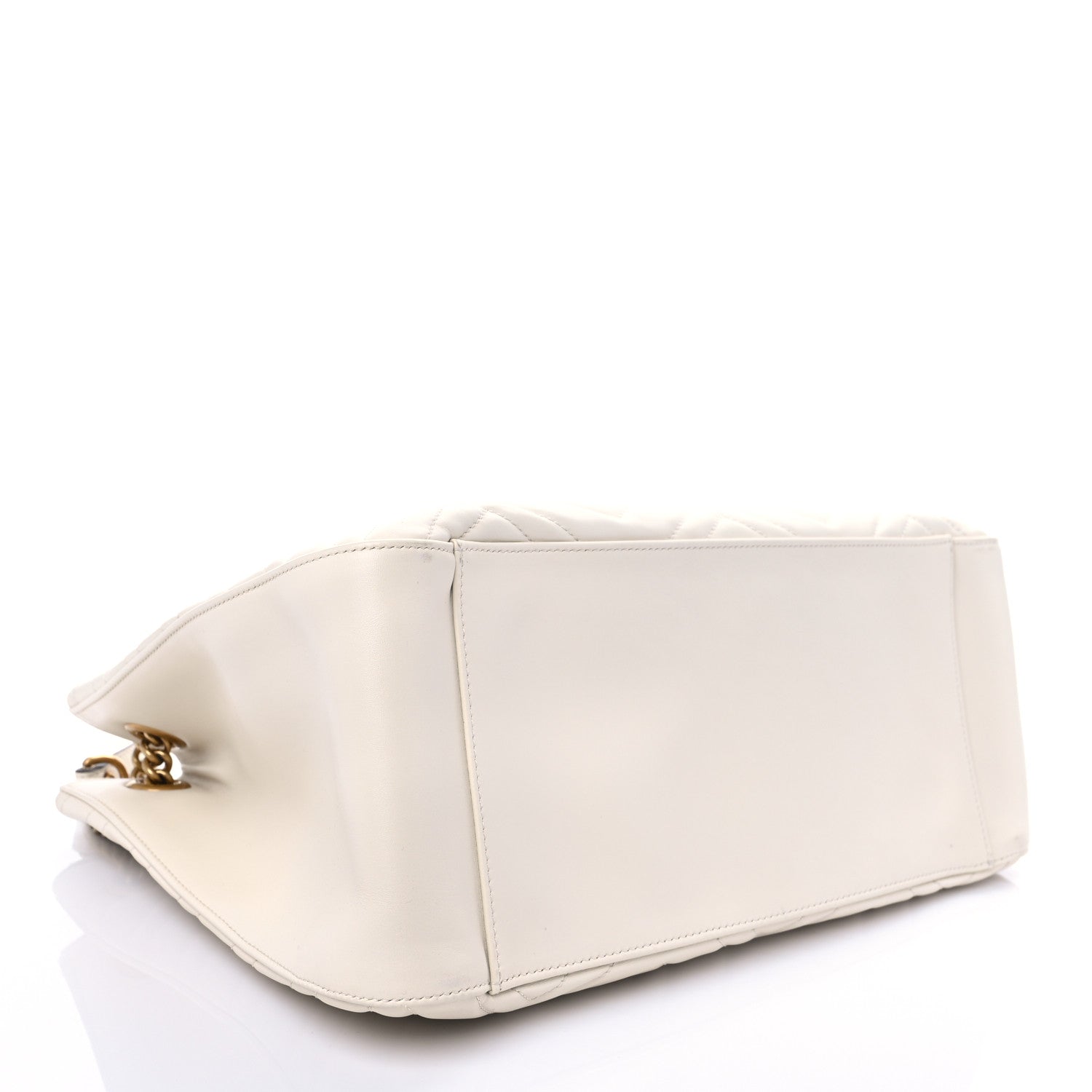 Gucci Calfskin Matelasse Medium GG Marmont Shoulder Tote Bag White 4 of 8
