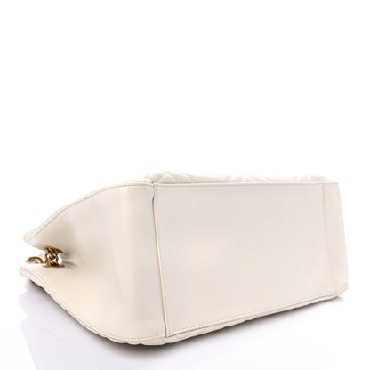 Gucci Calfskin Matelasse Medium GG Marmont Shoulder Tote Bag White 4 of 8