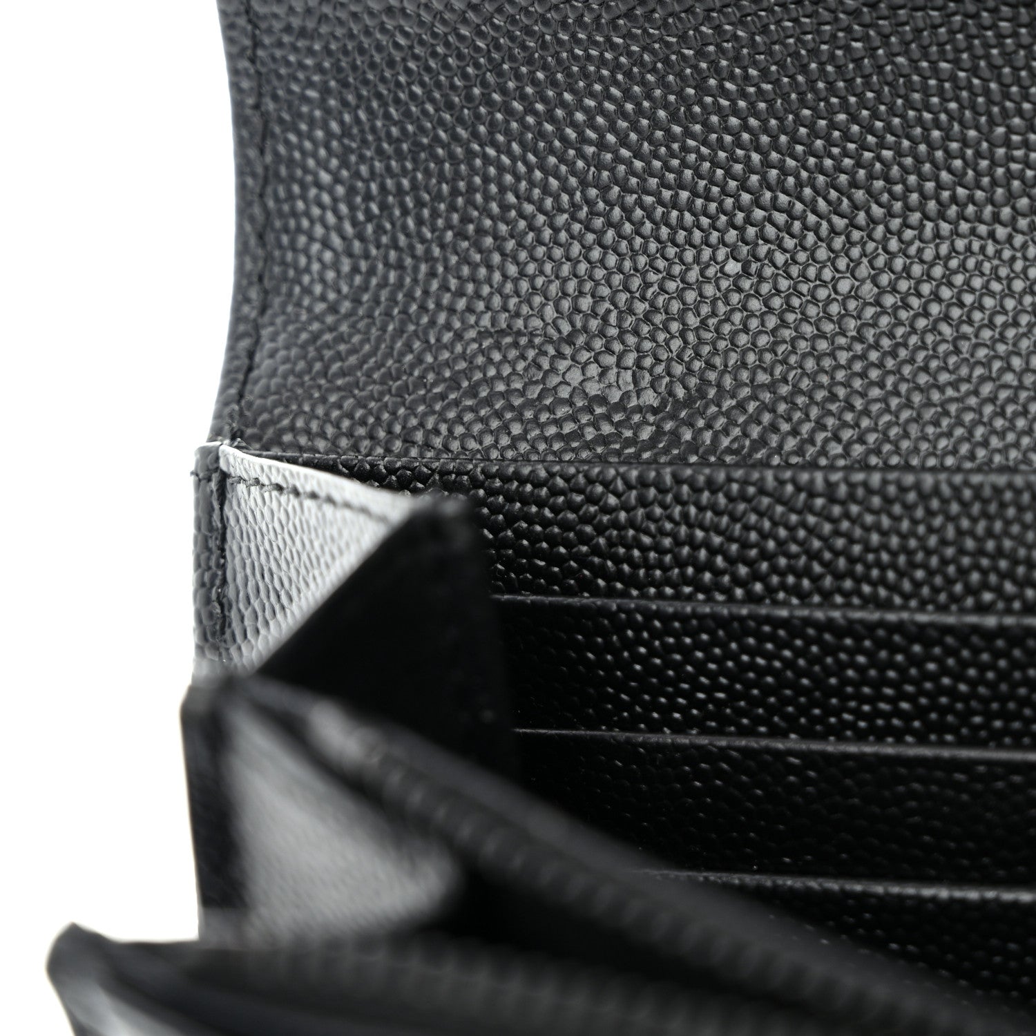 Saint Laurent Grain De Poudre Matelasse Chevron Monogram Flap Wallet Black 9 of 12