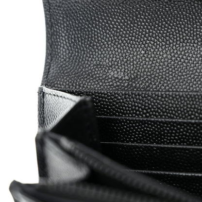 Saint Laurent Grain De Poudre Matelasse Chevron Monogram Flap Wallet Black 9 of 12