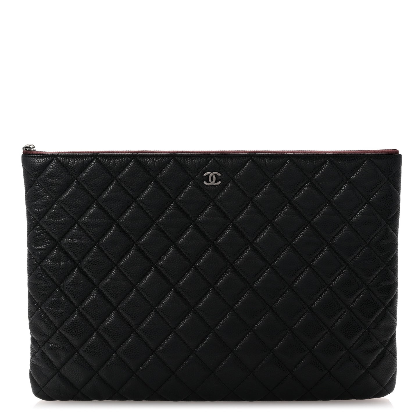 Caviar Quilted Large Cosmetic Case Black