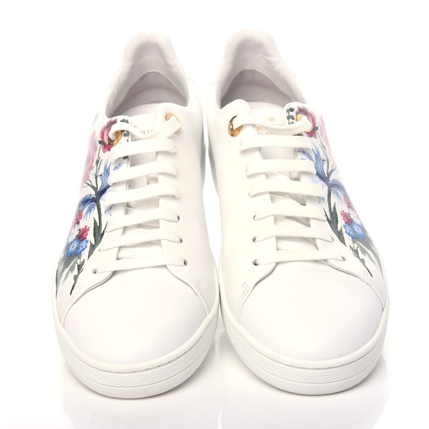 Calfskin Floral Frontrow Sneakers 39 White