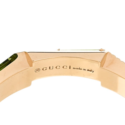Gucci 18K Yellow Gold Green Tourmaline Narrow Link to Love Ring 53 6.25 4 of 7
