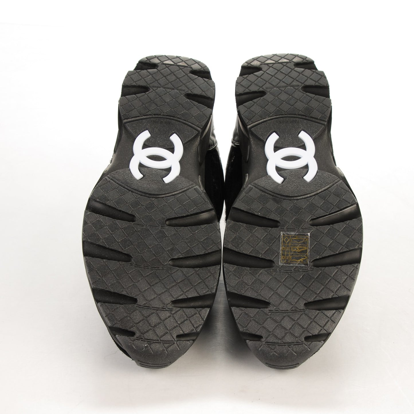 Tweed Suede Goatskin CC Sneakers 39.5 Black White