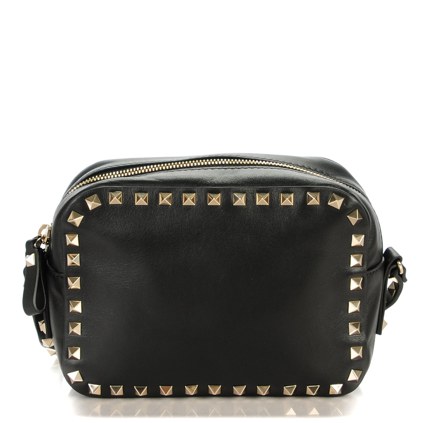 Calfskin Rockstud Camera Crossbody Bag Black