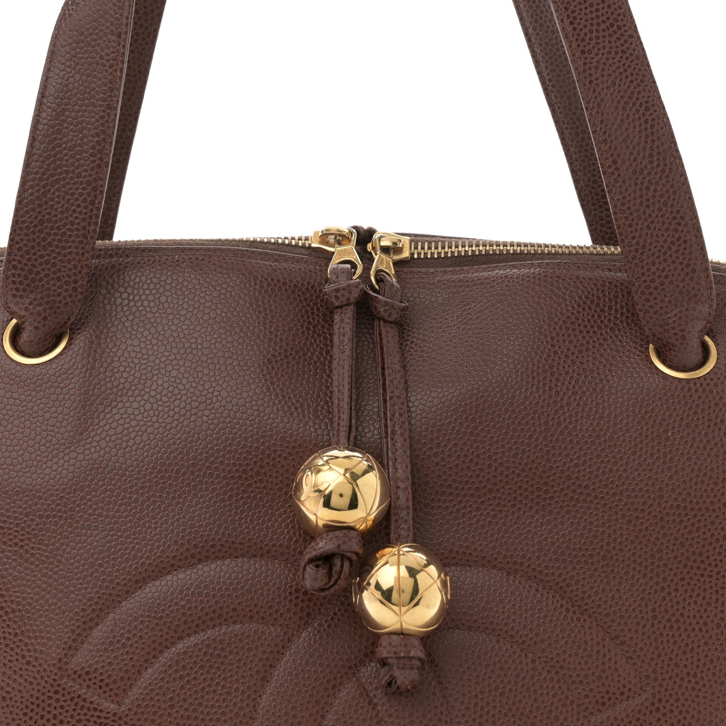 Caviar Large CC Shoulder Bag Brown