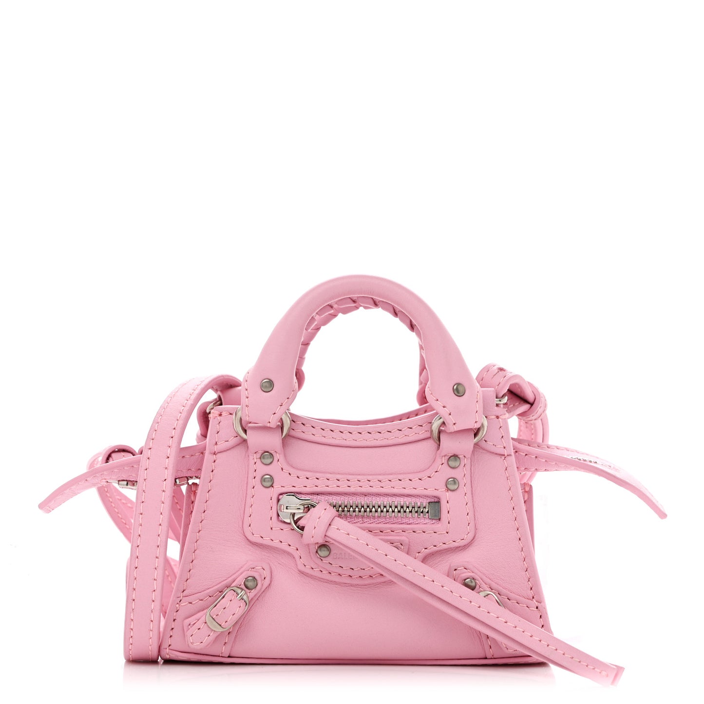 Smooth Calfskin Neo Classic Silver Hardware Super Nano City Crossbody Candy Pink