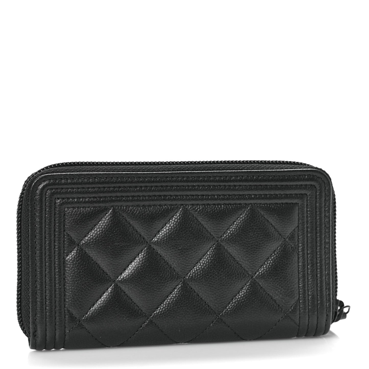Caviar Quilted Small Boy Zip Around Wallet So Black