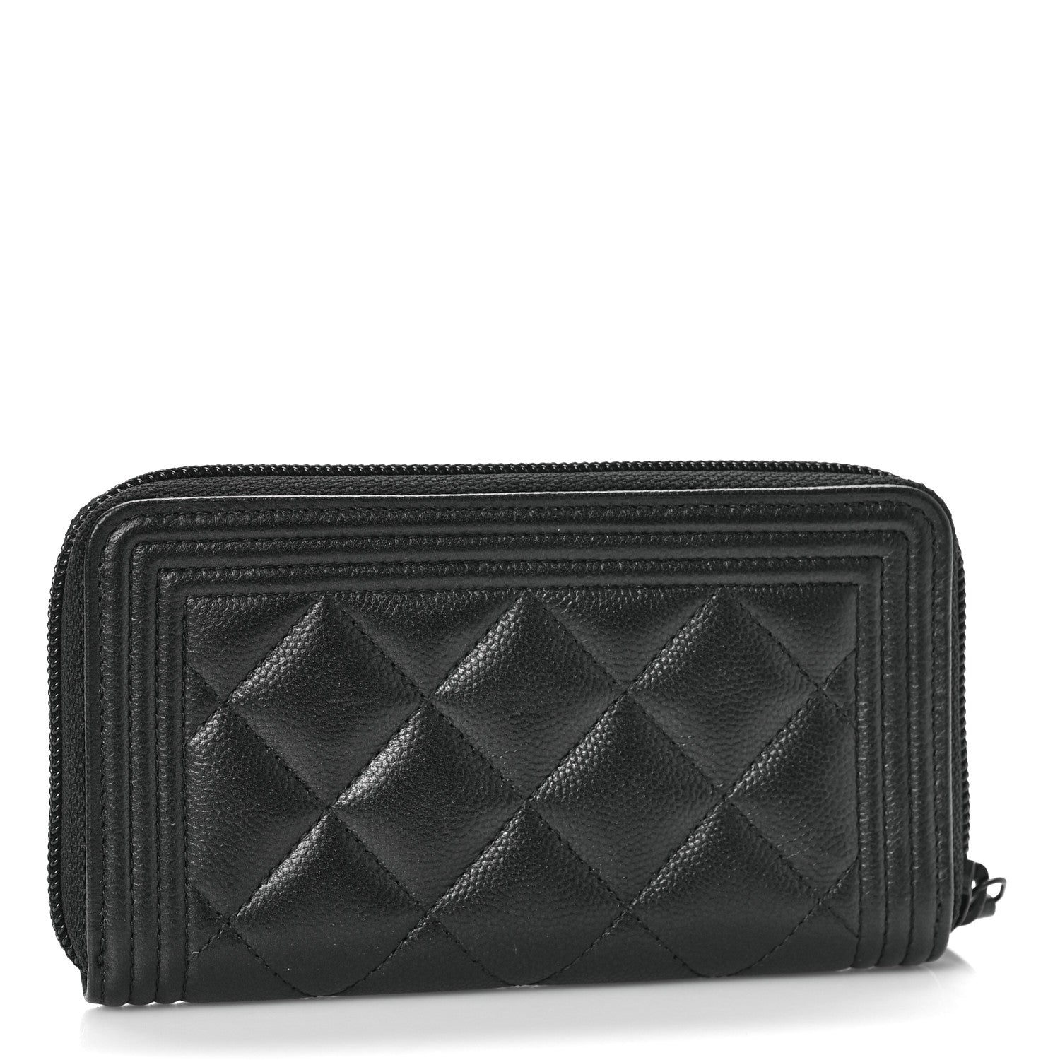 Chanel Caviar Quilted Small Boy Zip Around Wallet So Black 3 of 10