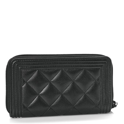 Chanel Caviar Quilted Small Boy Zip Around Wallet So Black 3 of 10