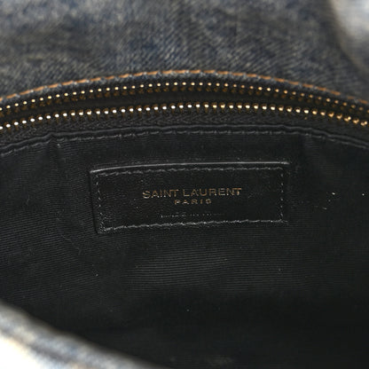 Saint Laurent Denim Quilted Toy Loulou Puffer Monogram Chain Satchel Blue Cinnamon 7 of 9