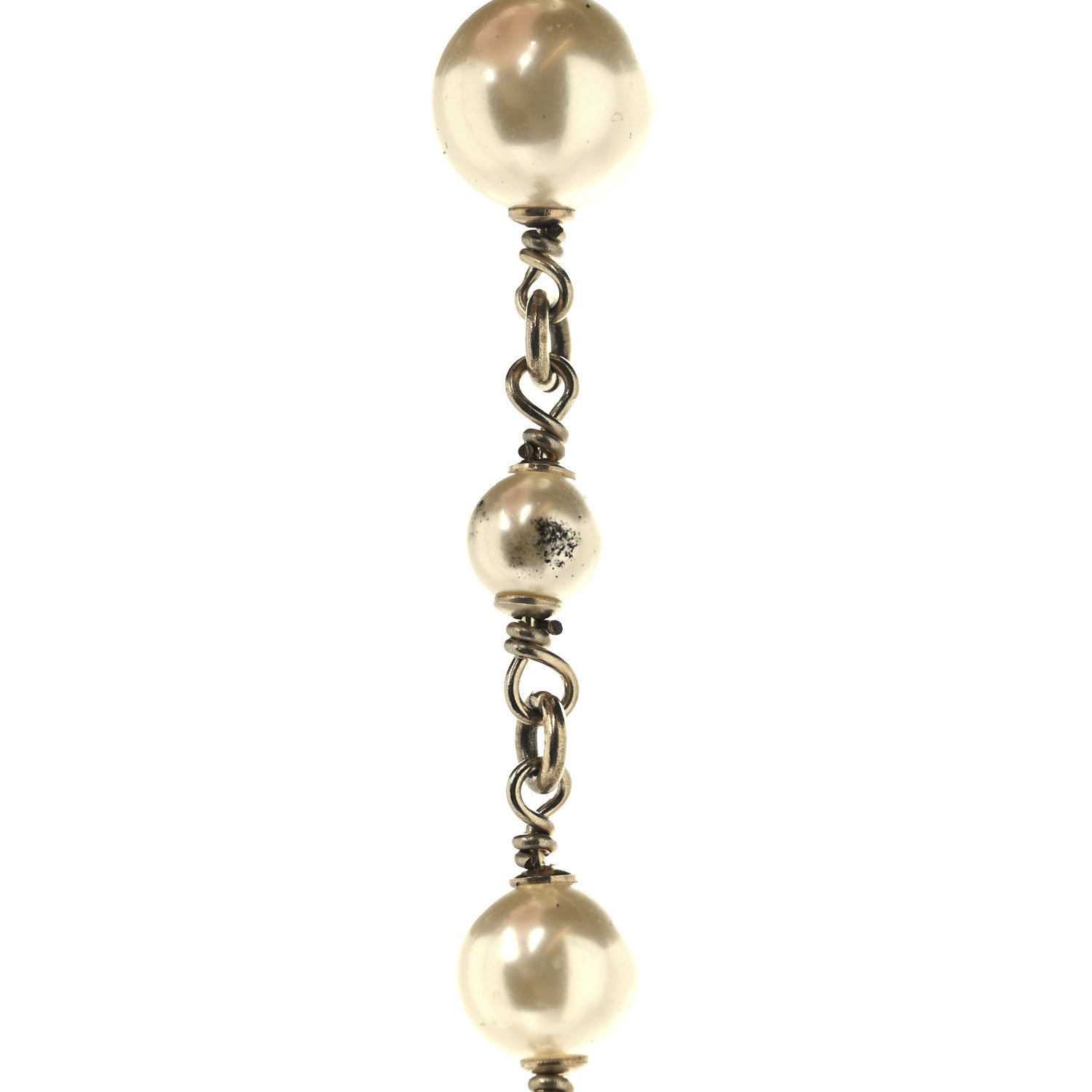 Chanel Pearl Crystal Cha-Nel Logo Necklace Gold 5 of 5
