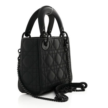 Christian Dior Ultra Matte Calfskin Cannage Mini Lady Dior Black 3 of 11