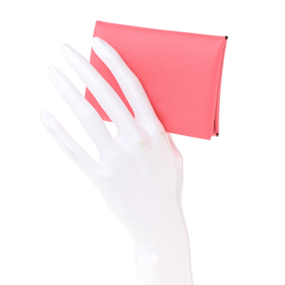 Hermes Epsom Calvi Duo Card Case Rose Azalee 2 of 8