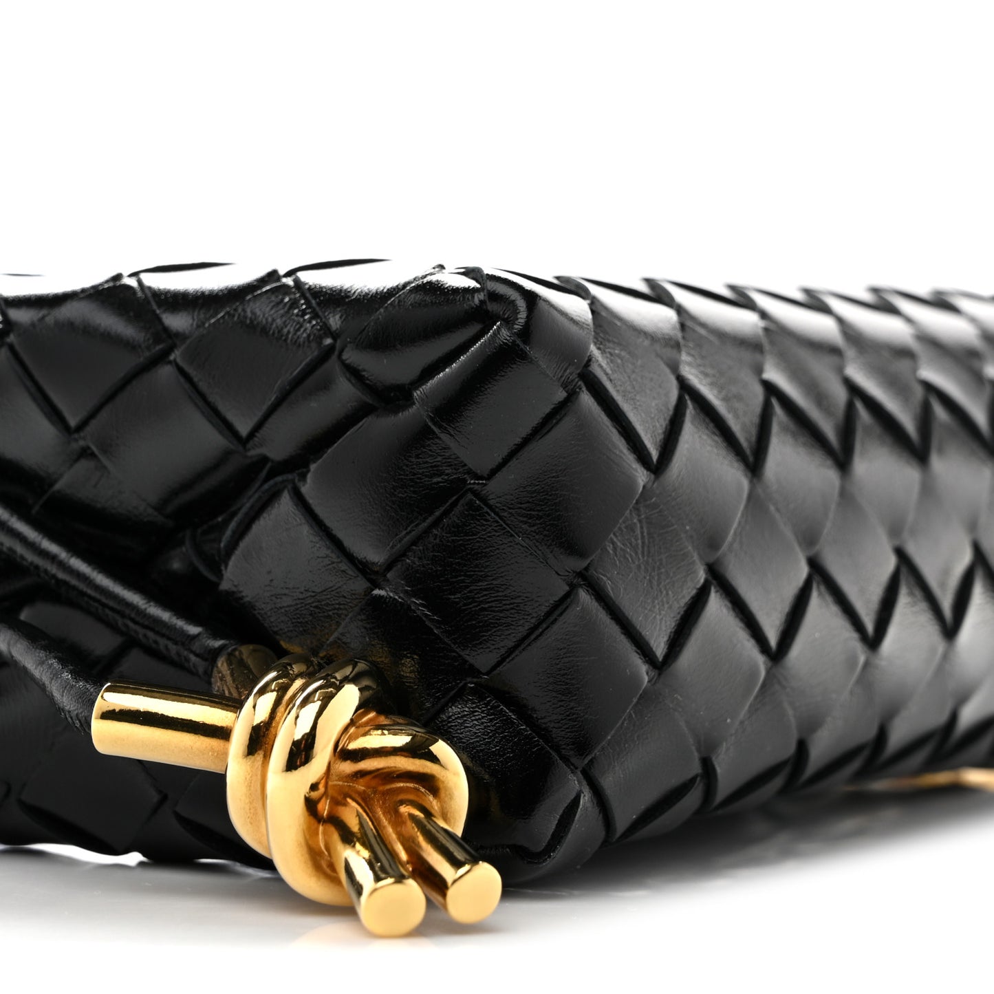 Polished Nappa Intrecciato Metallic Knot Mini Loop Camera Bag Black