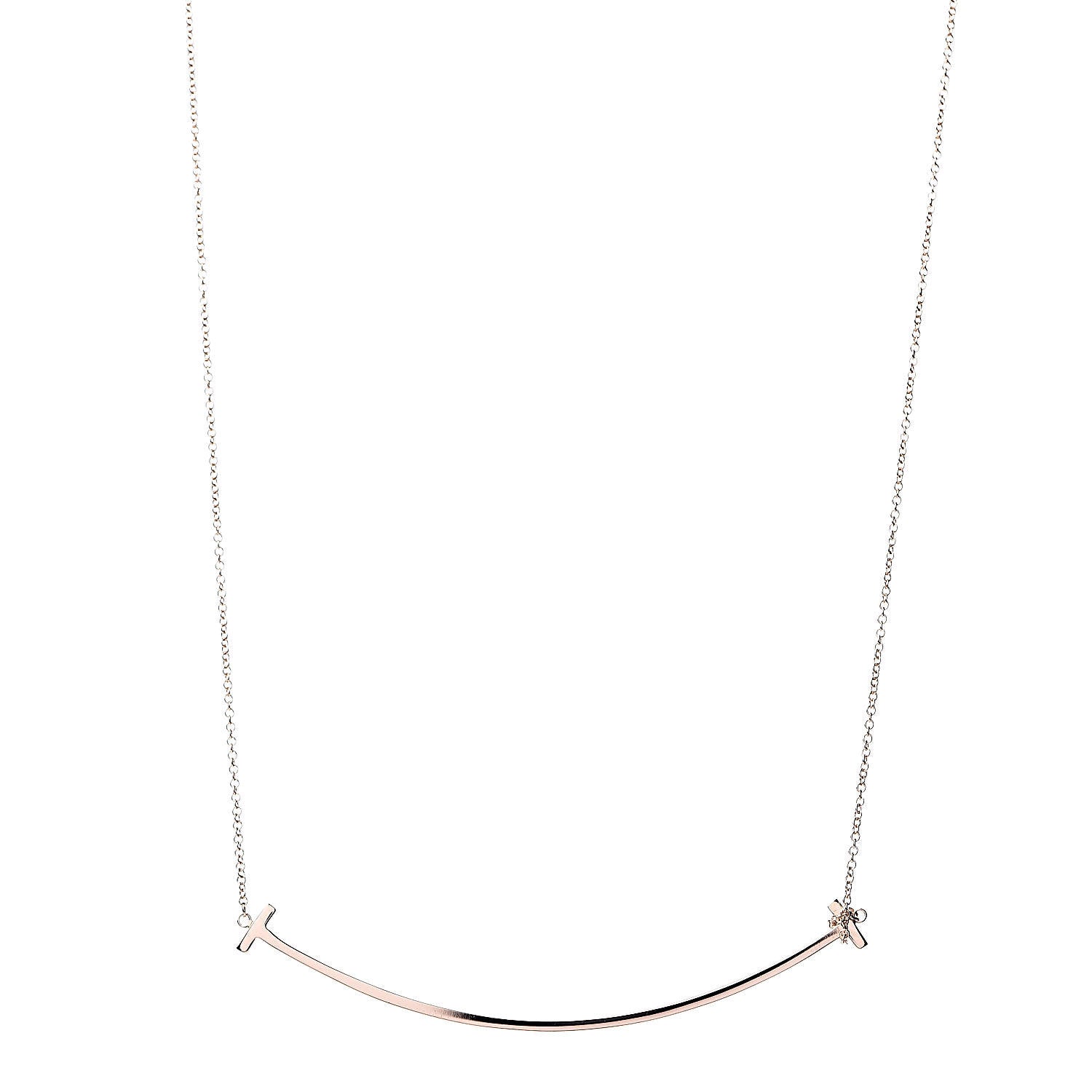 Tiffany 18K Rose Gold T Smile Pendant Necklace 1 of 7