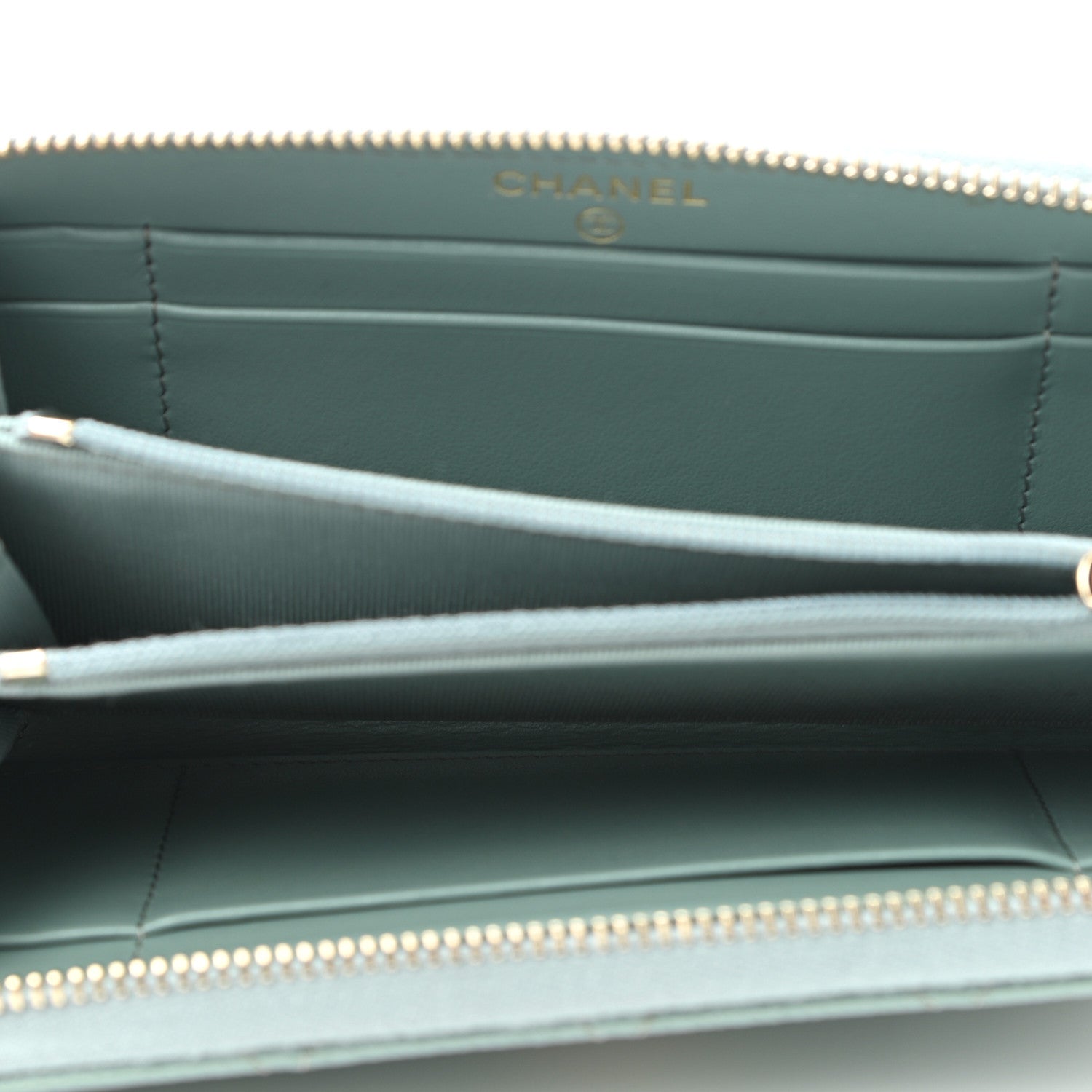 Chanel Caviar Quilted Medium Zip Around Wallet Light Blue 5 of 10