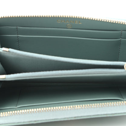 Chanel Caviar Quilted Medium Zip Around Wallet Light Blue 5 of 10