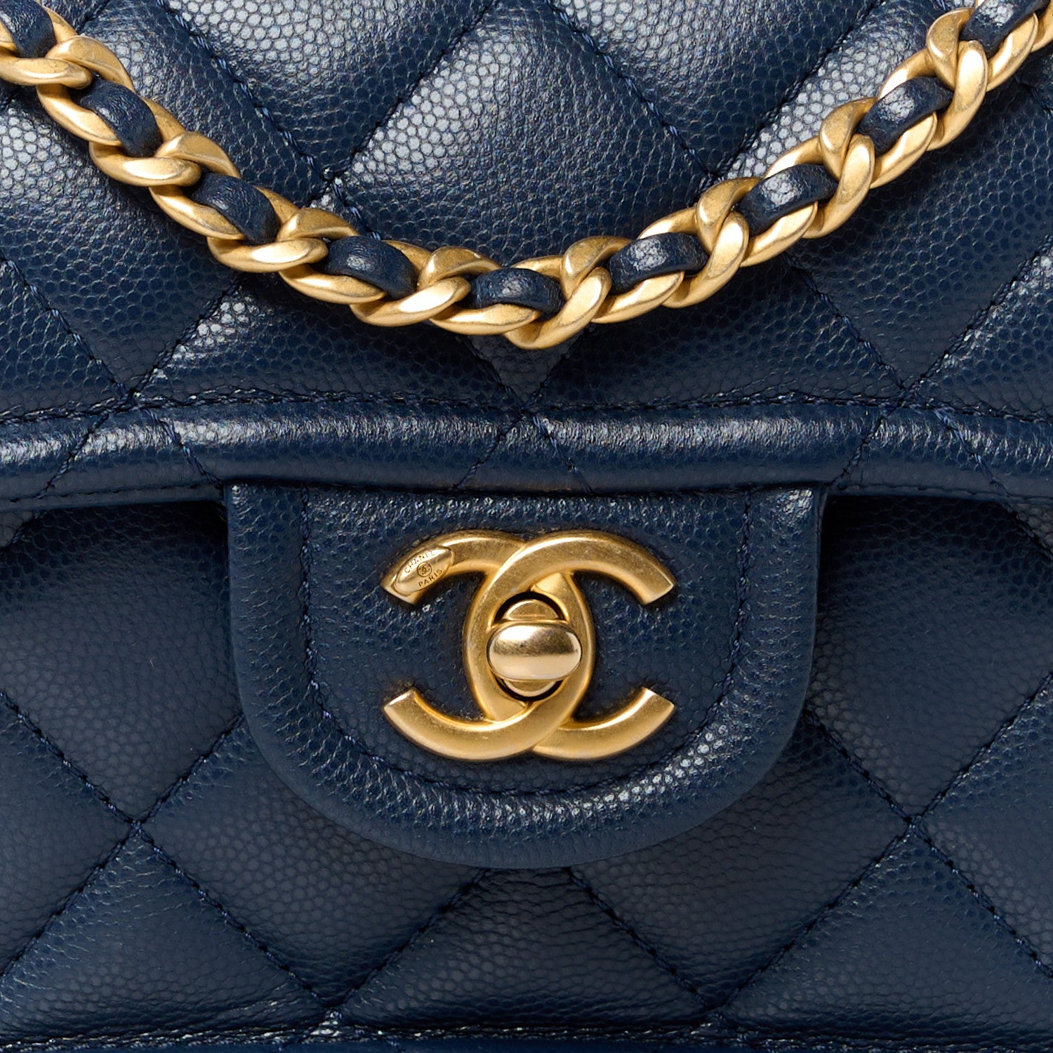 Chanel Caviar Quilted Mini Sweet Classic Flap Navy Blue 9 of 11
