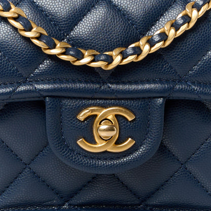 Chanel Caviar Quilted Mini Sweet Classic Flap Navy Blue 9 of 11