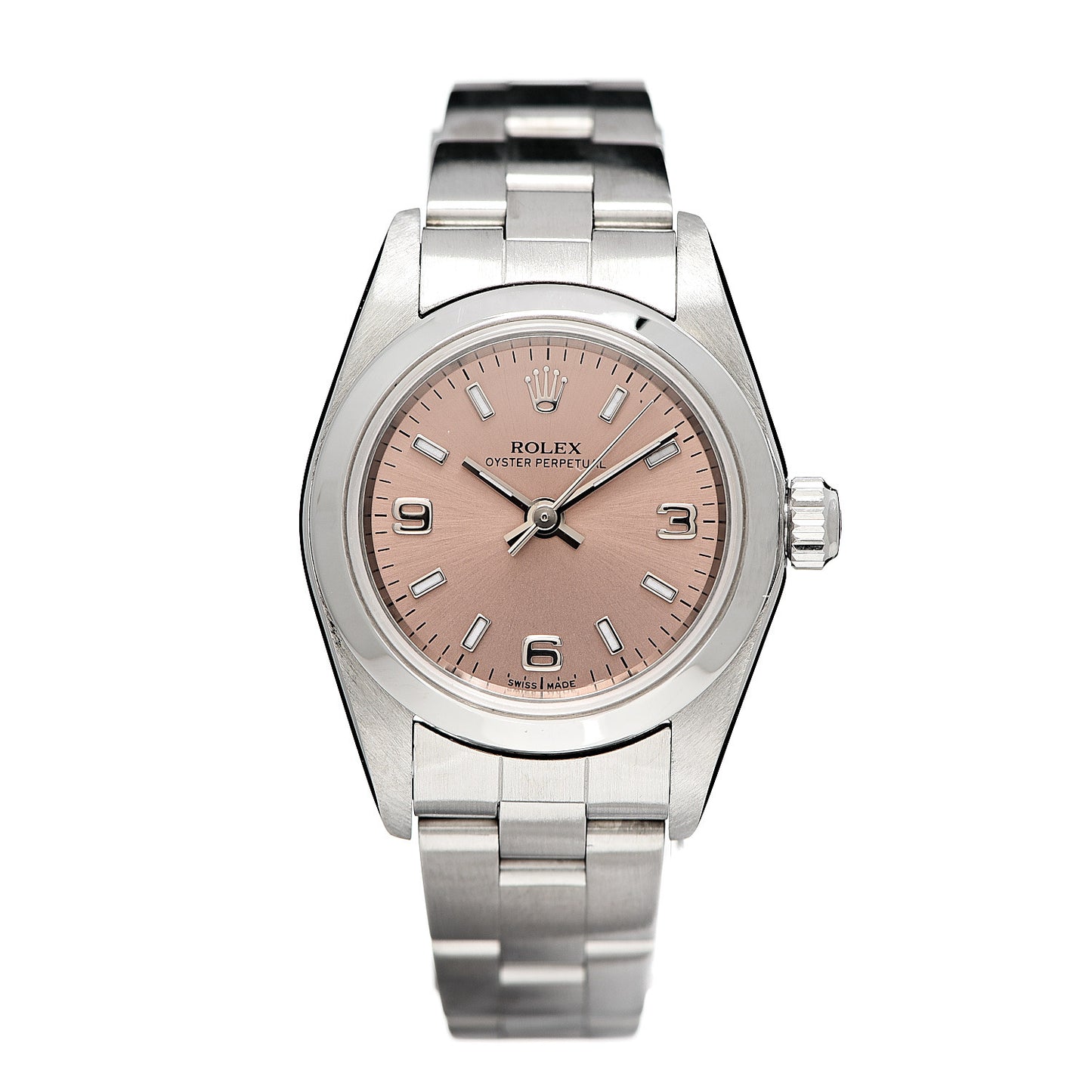 Stainless Steel 24mm Oyster Perpetual Watch Pink 76080