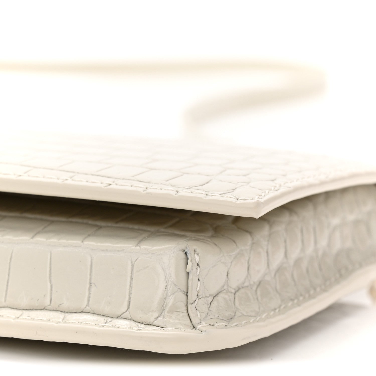Saint Laurent Crocodile Embossed Monogram Phone Holder Crossbody Crema Soft 10 of 11