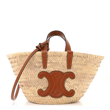 Celine Raffia Calfskin Triomphe Teen Panier Tan 1 of 9