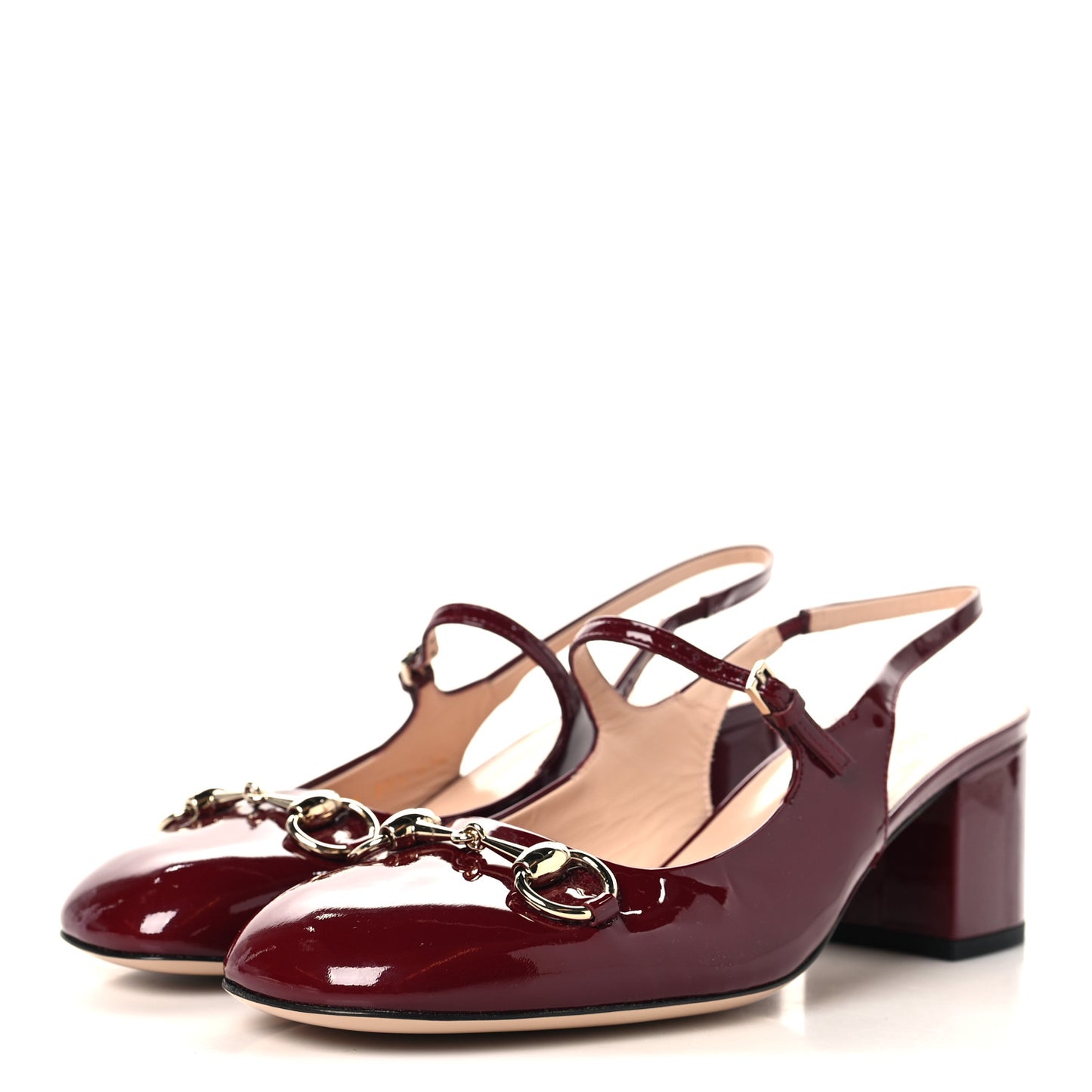 Vernice Crystal Horsebit Charlotte 42mm Slingback Pumps 38.5 Rosso Ancora