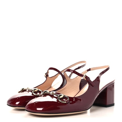 Gucci Vernice Crystal Horsebit Charlotte 42mm Slingback Pumps 38.5 Rosso Ancora 4 of 10