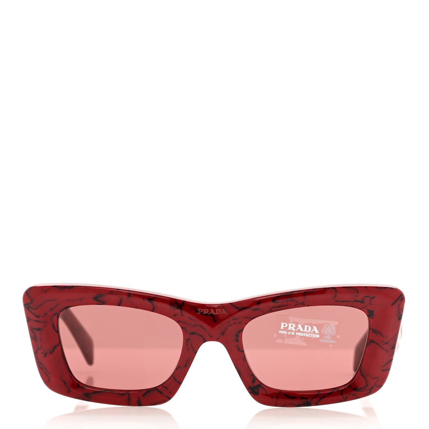Prada Acetate Symbole Sunglasses SPR 13Z Red Marble 3 of 7