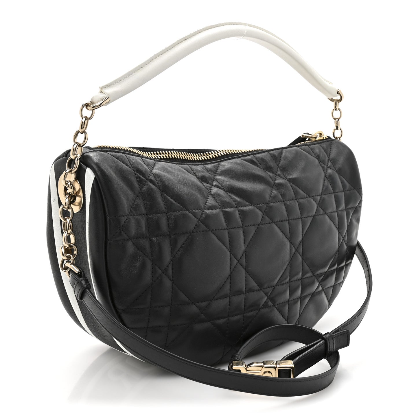 Lambskin Cannage Medium Dior Vibe Hobo Bag Black