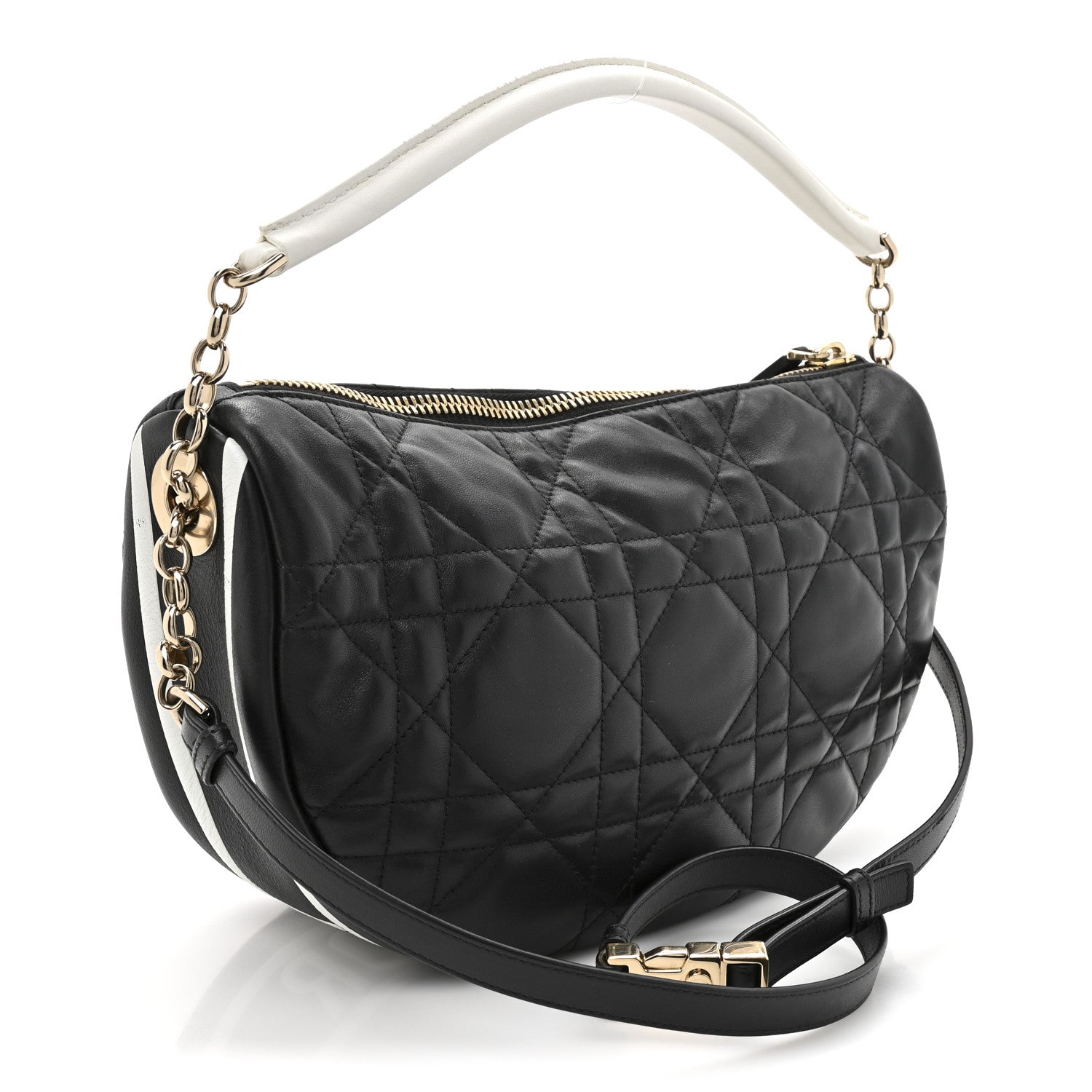 Christian Dior Lambskin Cannage Medium Dior Vibe Hobo Bag Black 3 of 11