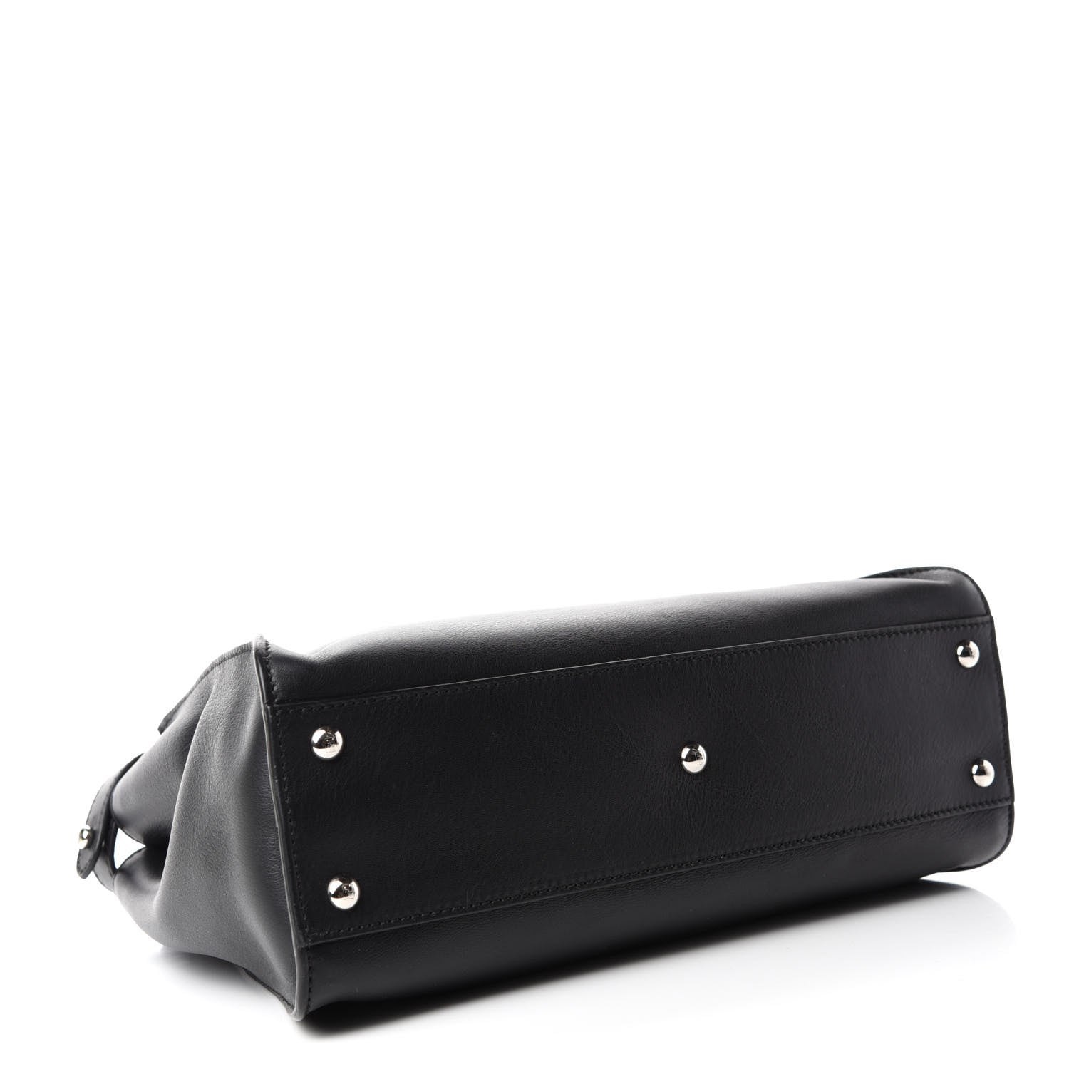 Fendi Vitello Dolce Shiny Nappa Plexglass Granite Medium Peekaboo Iconic Satchel Black 4 of 11