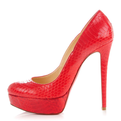 Christian Louboutin Python Lucido Bianca 140 Pumps 39 Red 1 of 7