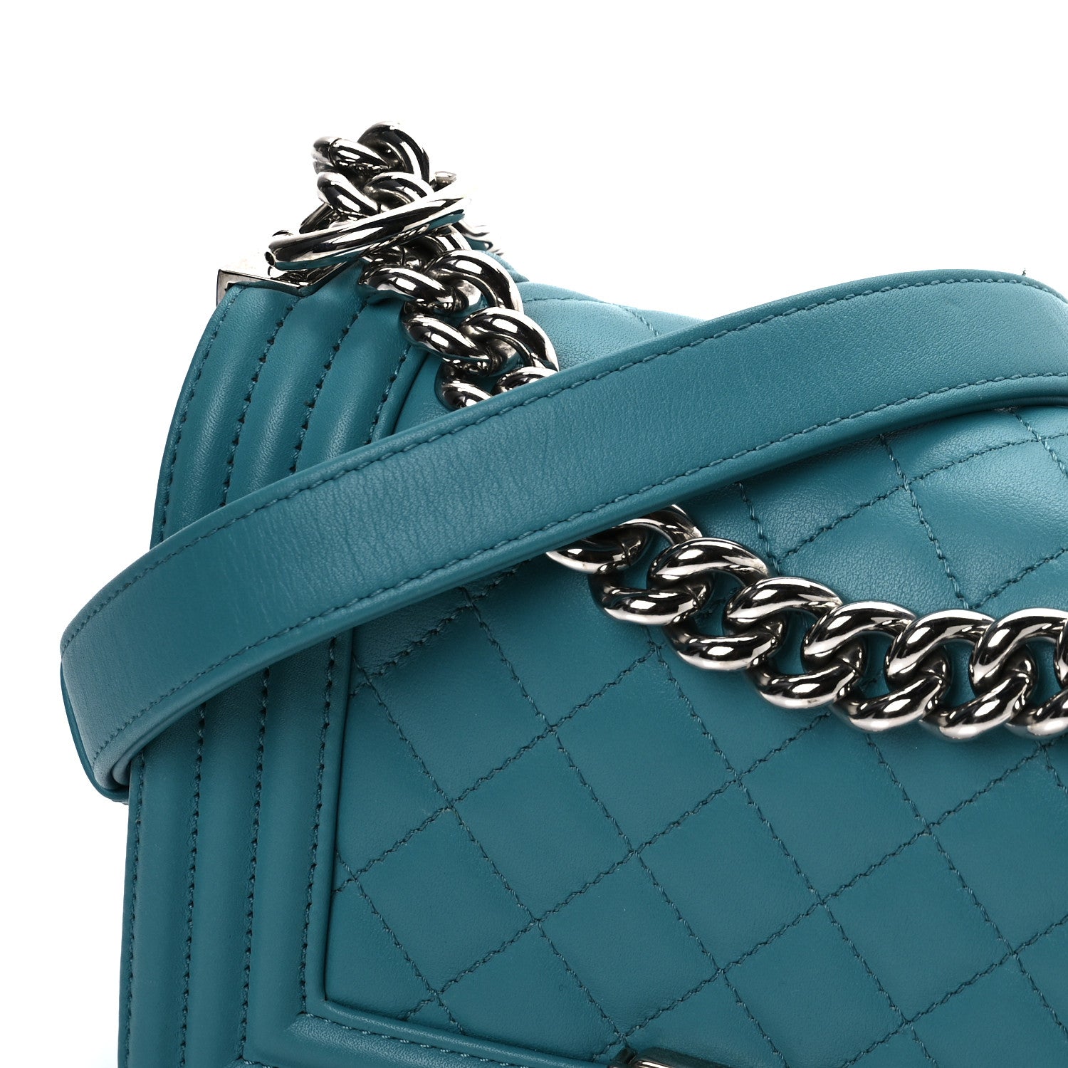 Chanel Lambskin Quilted Small Boy Flap Dark Turquoise 12 of 12