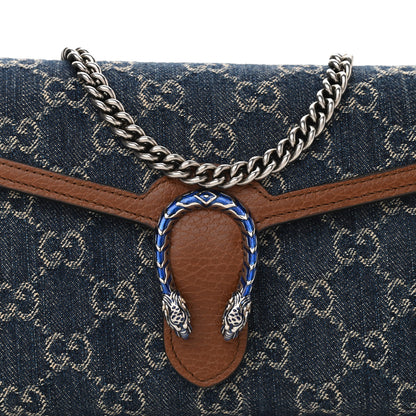Gucci New Denim GG Monogram Dollar Calfskin Enamel Mini Dionysus Chain Wallet Blue Tea Cuir Epilog Electric Blue 8 of 10