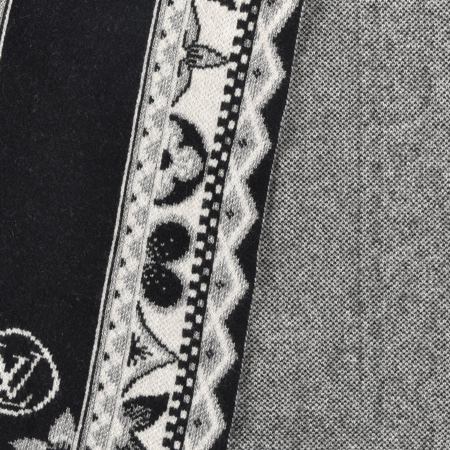 Louis Vuitton Wool Cashmere Esquimonogram Scarf Black Silver 3 of 4
