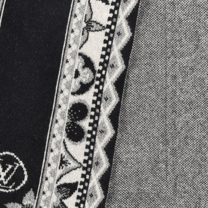 Louis Vuitton Wool Cashmere Esquimonogram Scarf Black Silver 3 of 4