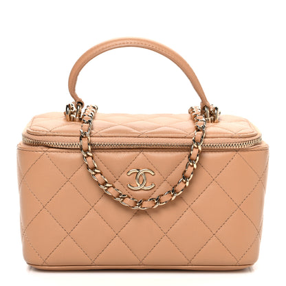 Chanel Lambskin Quilted Small Top Handle Vanity Case With Chain Beige 1 of 9