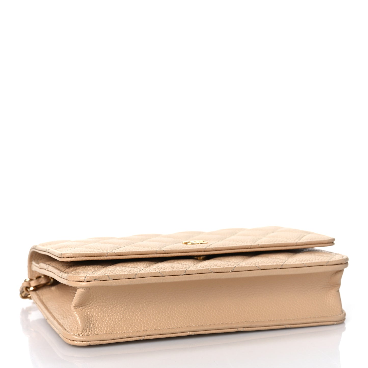 Caviar Quilted Wallet On Chain WOC Beige