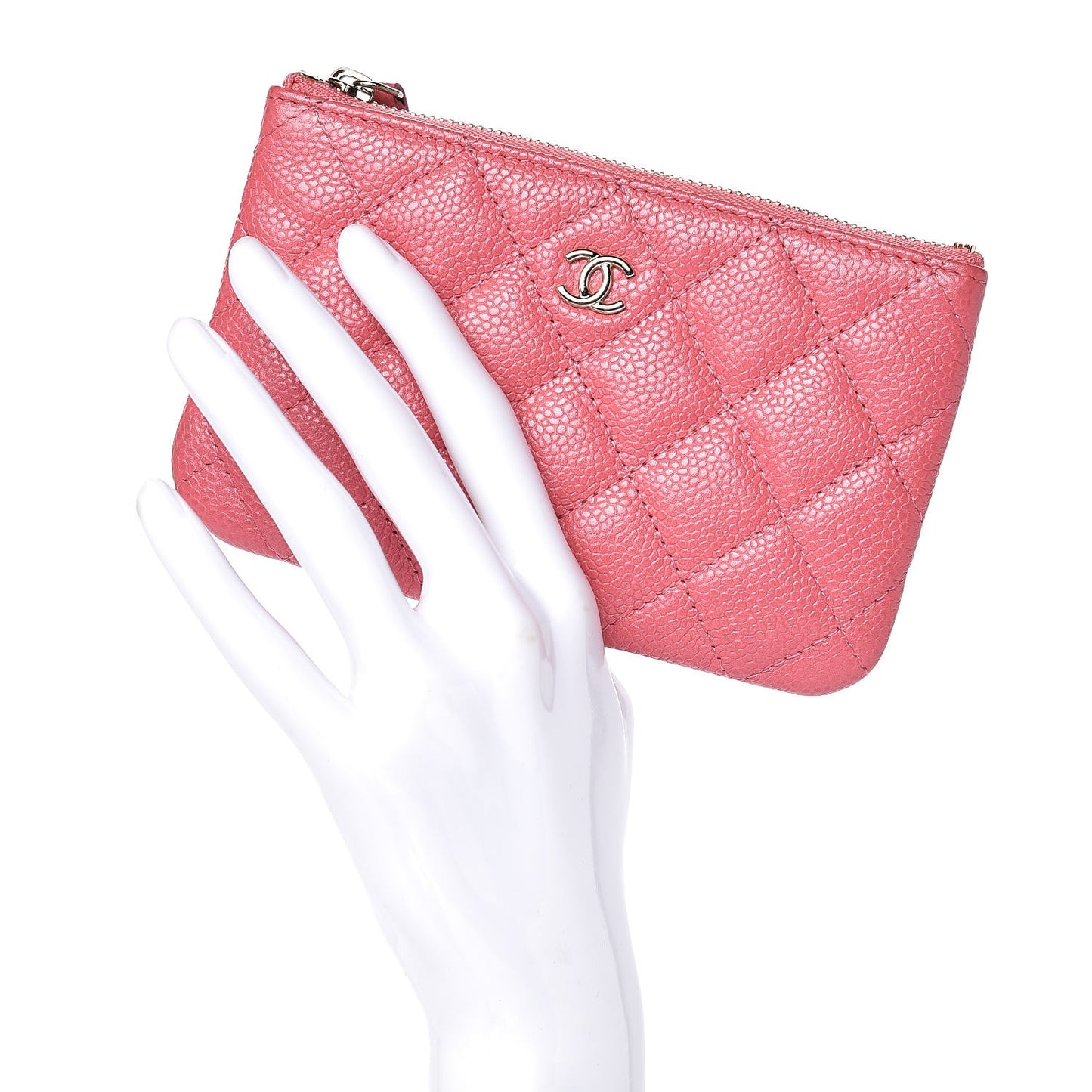 Caviar Quilted Small Cosmetic Case Pink