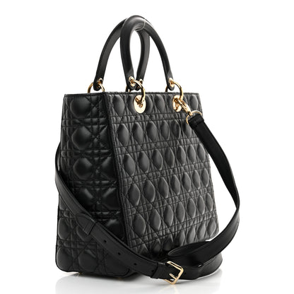 Christian Dior Lambskin Cannage Large Lady Dior Black 3 of 14