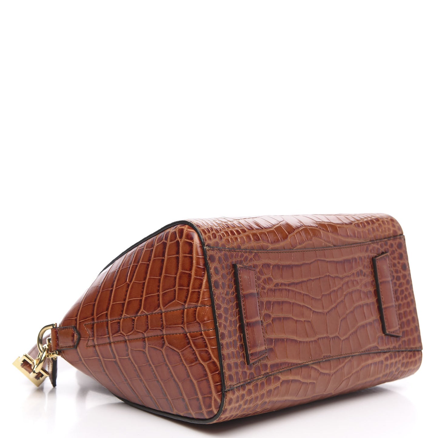 Calfskin Crocodile Embossed Small Antigona Cognac