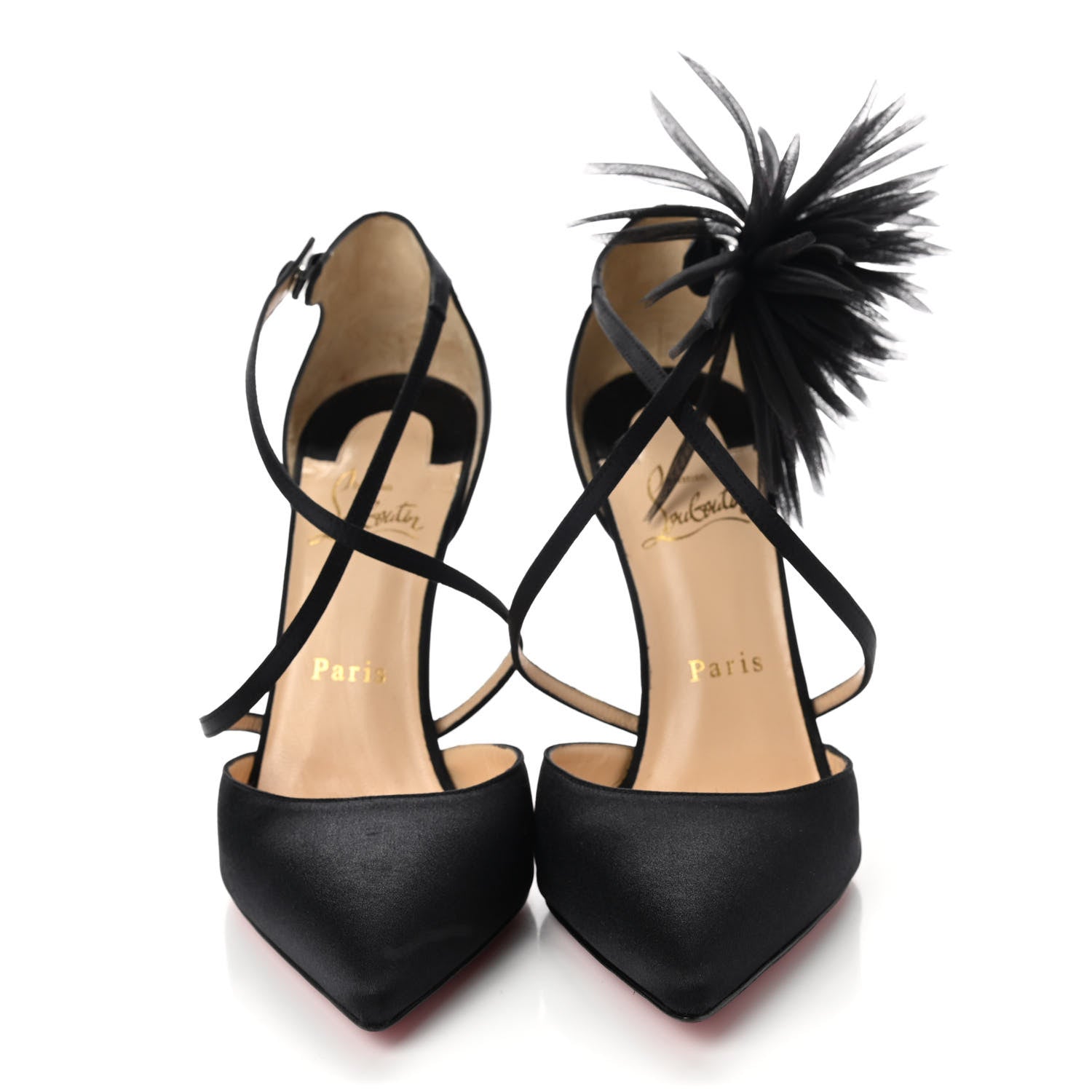 Christian Louboutin Crepe Satin Gela Davis 100 Pumps 38.5 Black 2 of 7